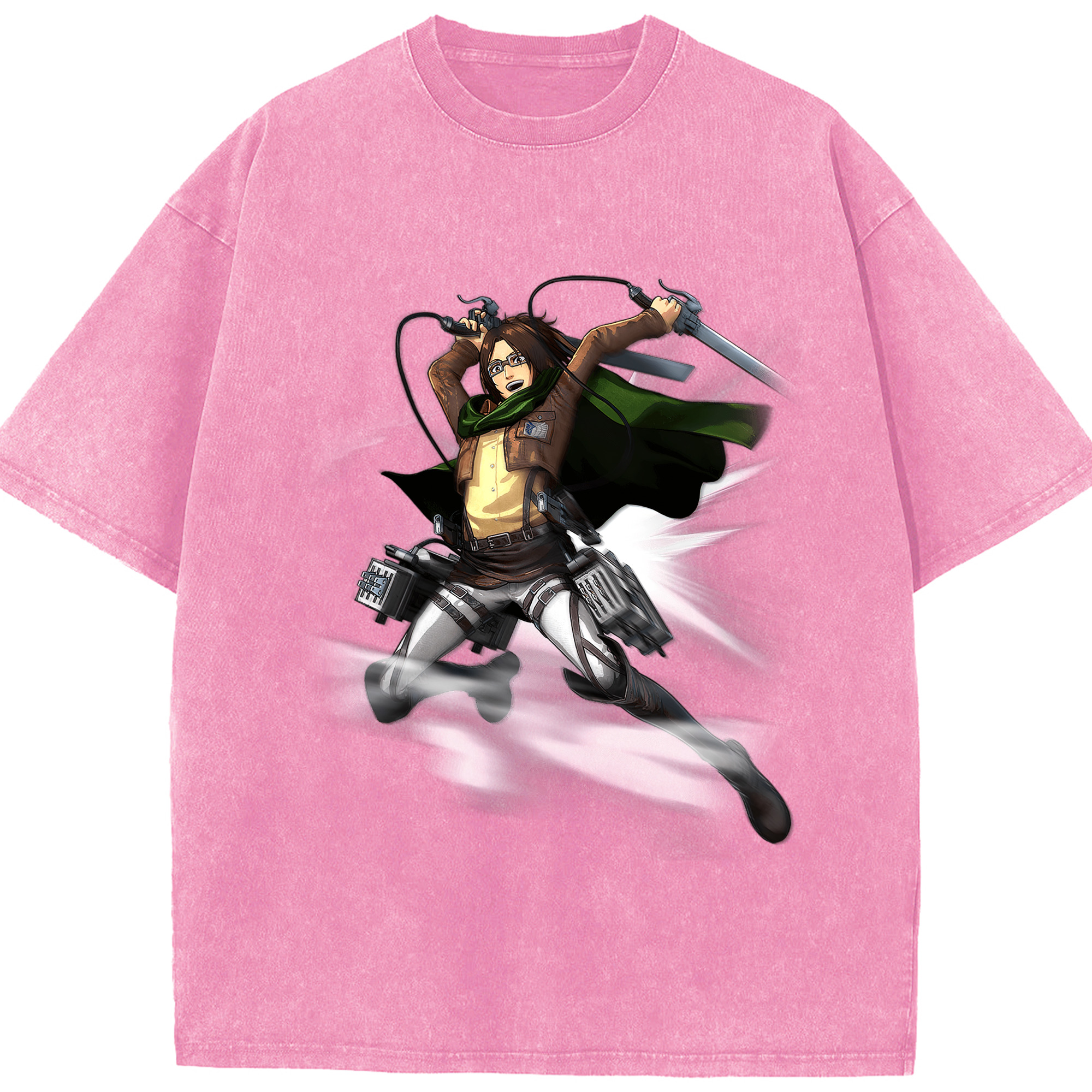 （画像用） 進撃の巨人 ハンジ·ゾエ Attack on Titan Hanji Zoe 綿100% ヴィンテージ風 半袖Tシャツ（フロントプリント）